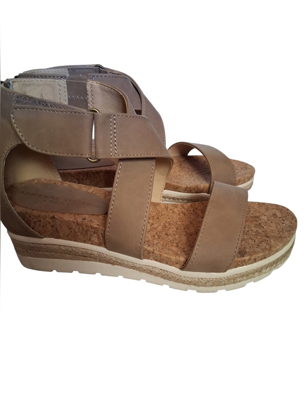 Adrienne Vitradini Tan Wedge Sandal  Size 6.5